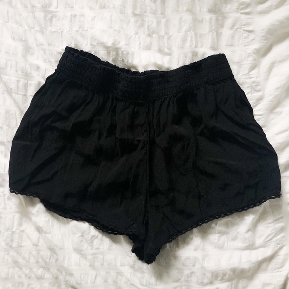 Pants - Black Flowy Shorts